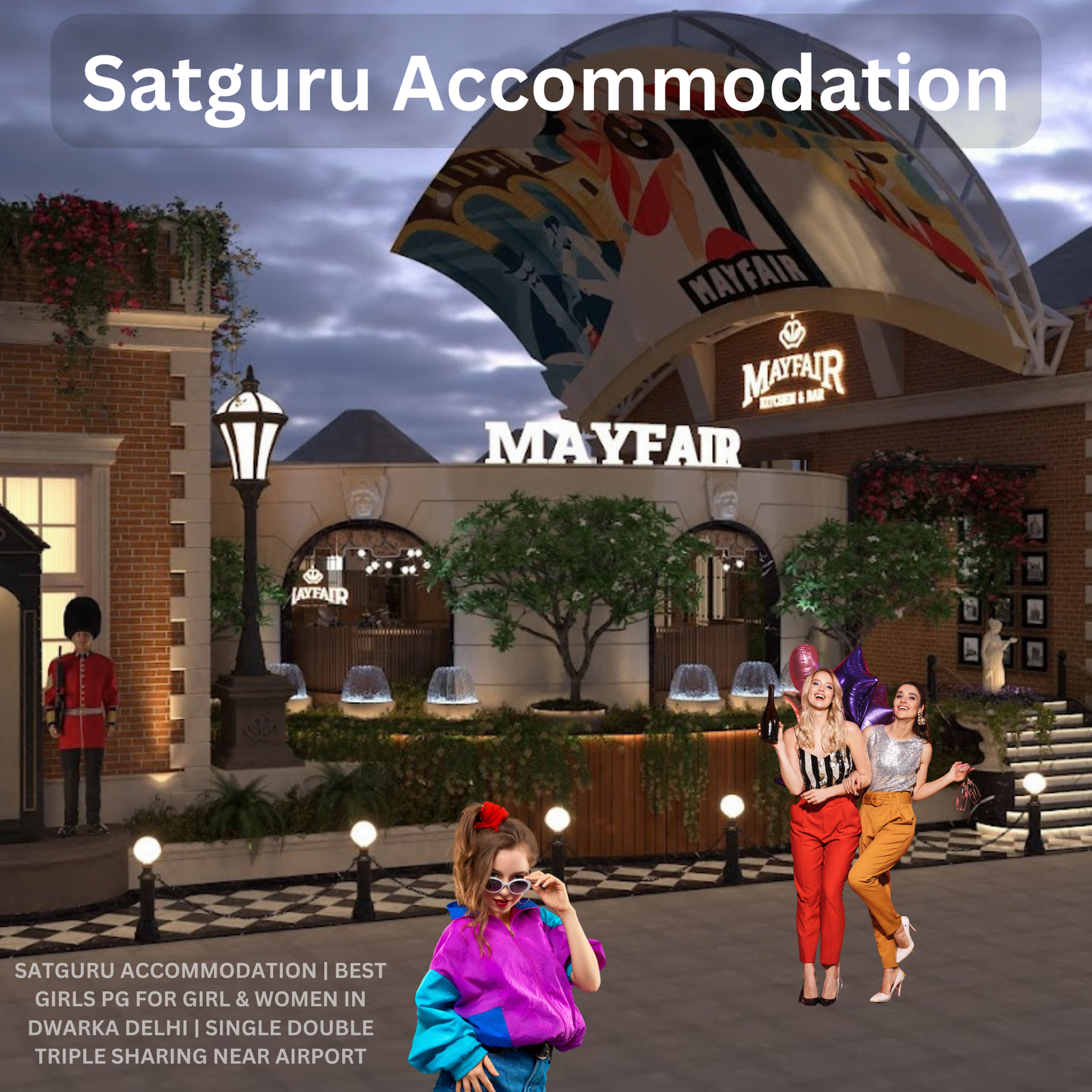 satguru accommodation best girls pg for girl & women in dwarka delhi single double triple sharing near airport
