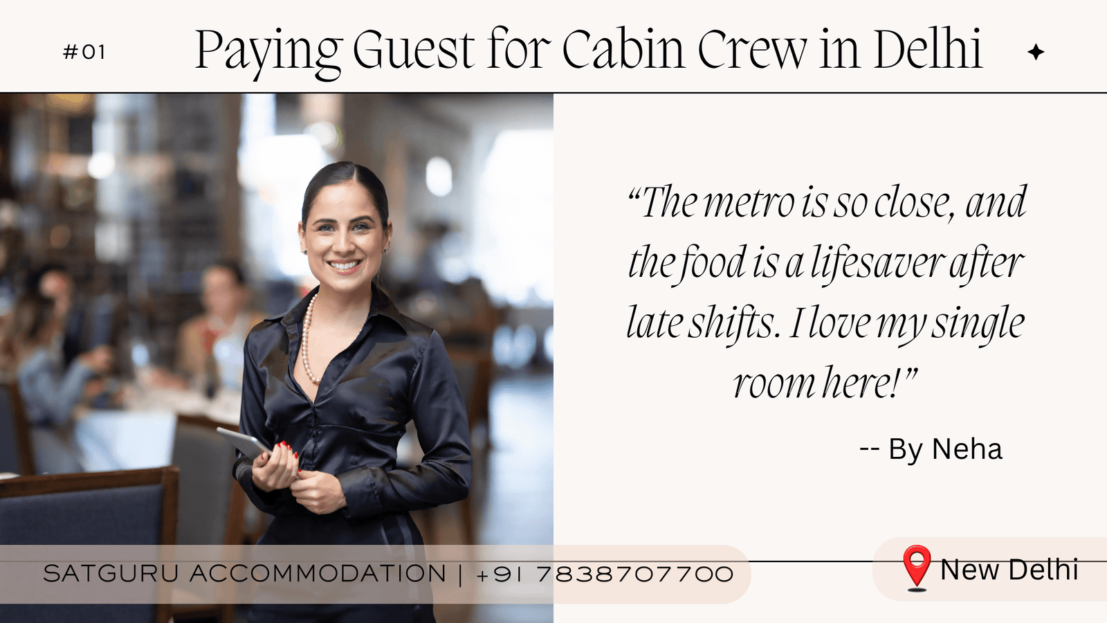 paying guest for cabin crew in Delhi